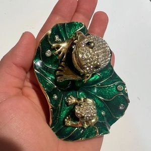 Frog Mother & Son Golden, Jewelry box, Ornament
